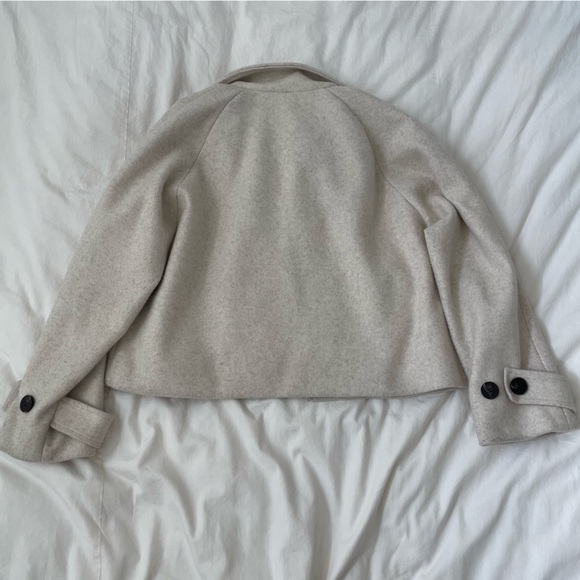 Cream Cropped Button-Up Basic Jacket - Picture 2 of 8